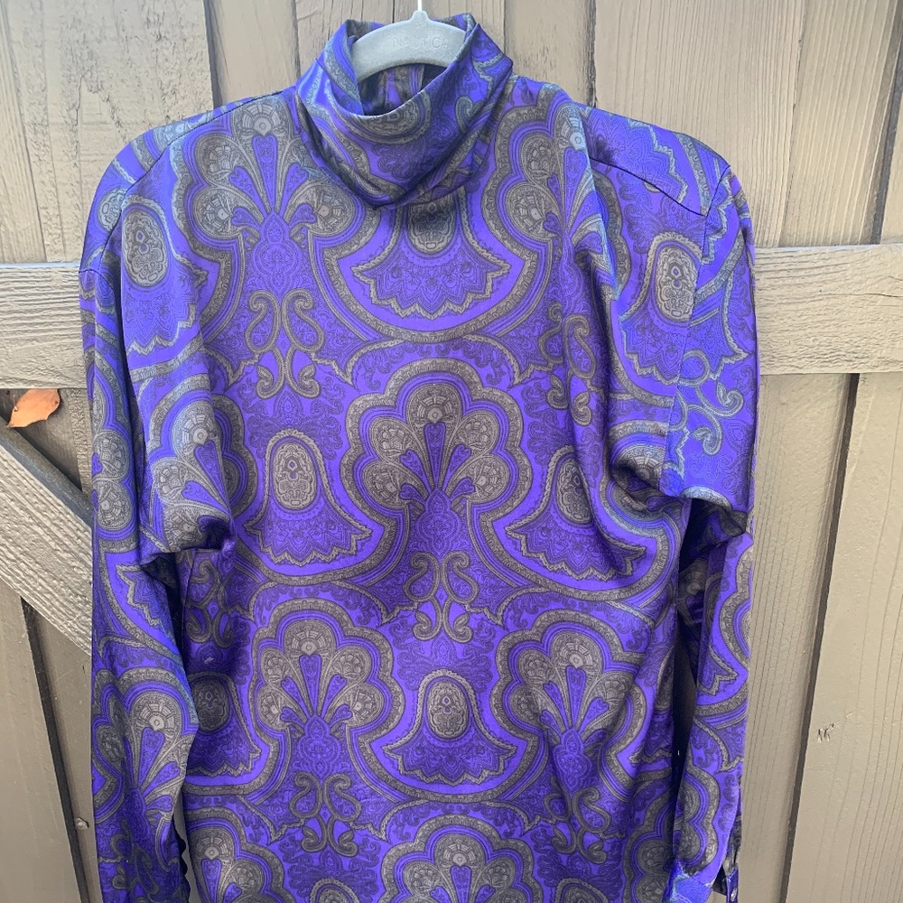 Vintage Nordstrom's Silk Black and Purple Paisley Blouse